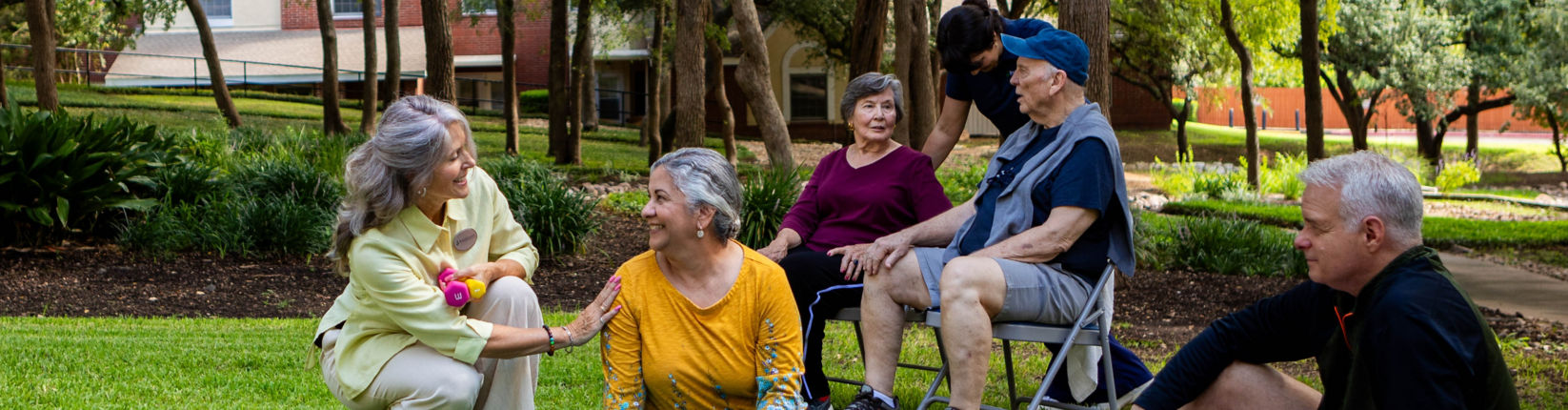 Residents Enjoying Group Yoga